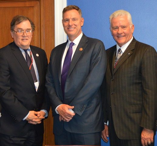 Among those meeting with freshman U.S. Rep. Scott Peters (D-CA) (center) are West Gulf PMC Sec-Treas Dean Corgey (right) and MTD Sec-Treas Daniel Duncan.