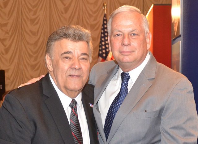 MTD President Michael Sacco (left) thanks US Rep Gene Green (D-TX) for his longstanding support of the US-flag maritime industry.