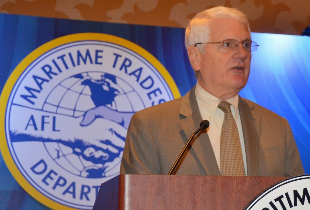 Trade consultant Don O”Hare updates the MTD Executive Board on the status of U.S.-flag maritime in international trade talks.