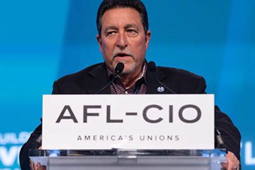 SIU Sec-Treas David Heindel presents the Jones Act resolution to the AFL-CIO Convention.